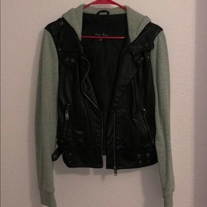Faux Leather Zip Up Hoodie